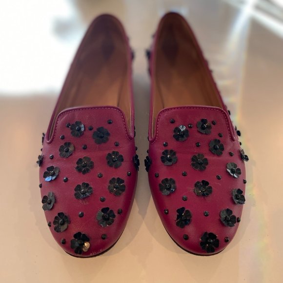 RED VALENTINO Ballerina Flats Pailletes Flowers in Raspberry Pink for women - Picture 5 of 6